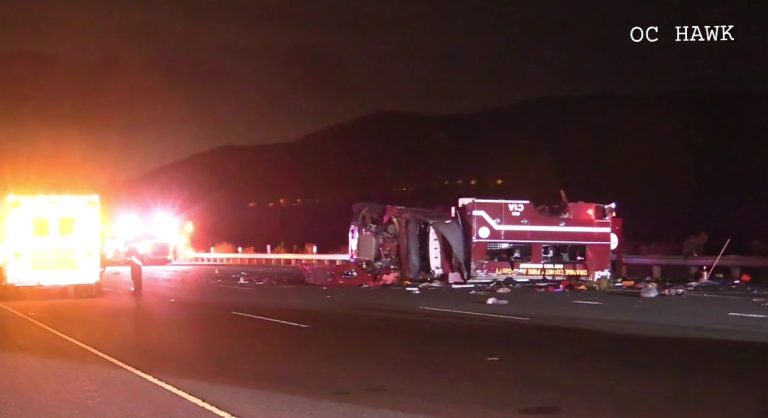 8 California firefighters injured after fire utility truck overturns