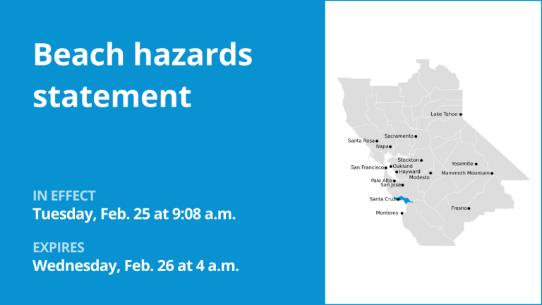 Beach hazards statement issued for Northern Monterey Bay until early Wednesday morning – waves up to 15 feet possible