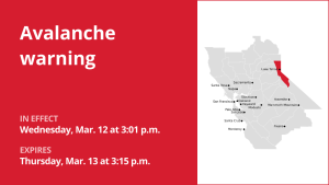 Avalanche warning affecting the Greater Lake Tahoe Area until Thursday afternoon