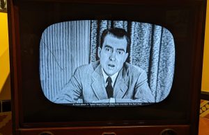 Defenders of President Nixon cast him as victim in Watergate, blast library exhibit