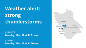 Thunderstorms with pea-sized hail in East Bay Interior Valleys Monday