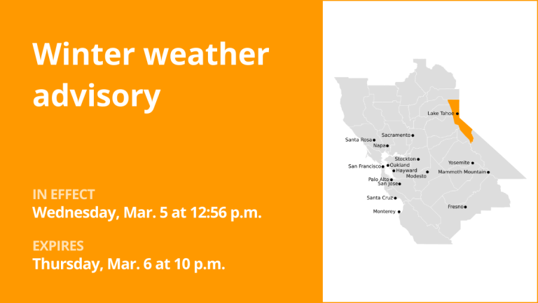 Winter weather advisory issued for the Greater Lake Tahoe Area until Thursday night